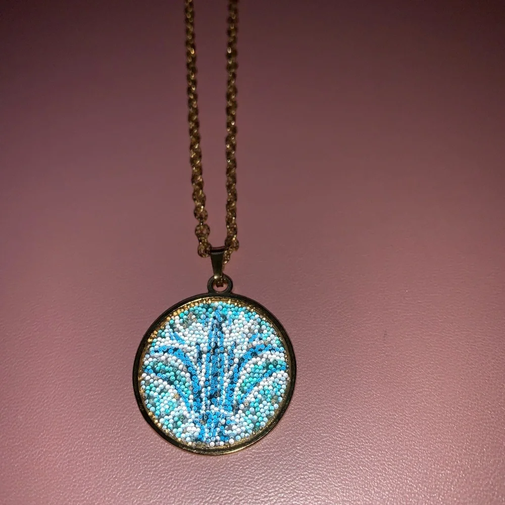 Alex and Ani Blue Lotus Necklace | 14k Gold/Sterling Silver | Swarovski Crystal - Picture 6 of 8